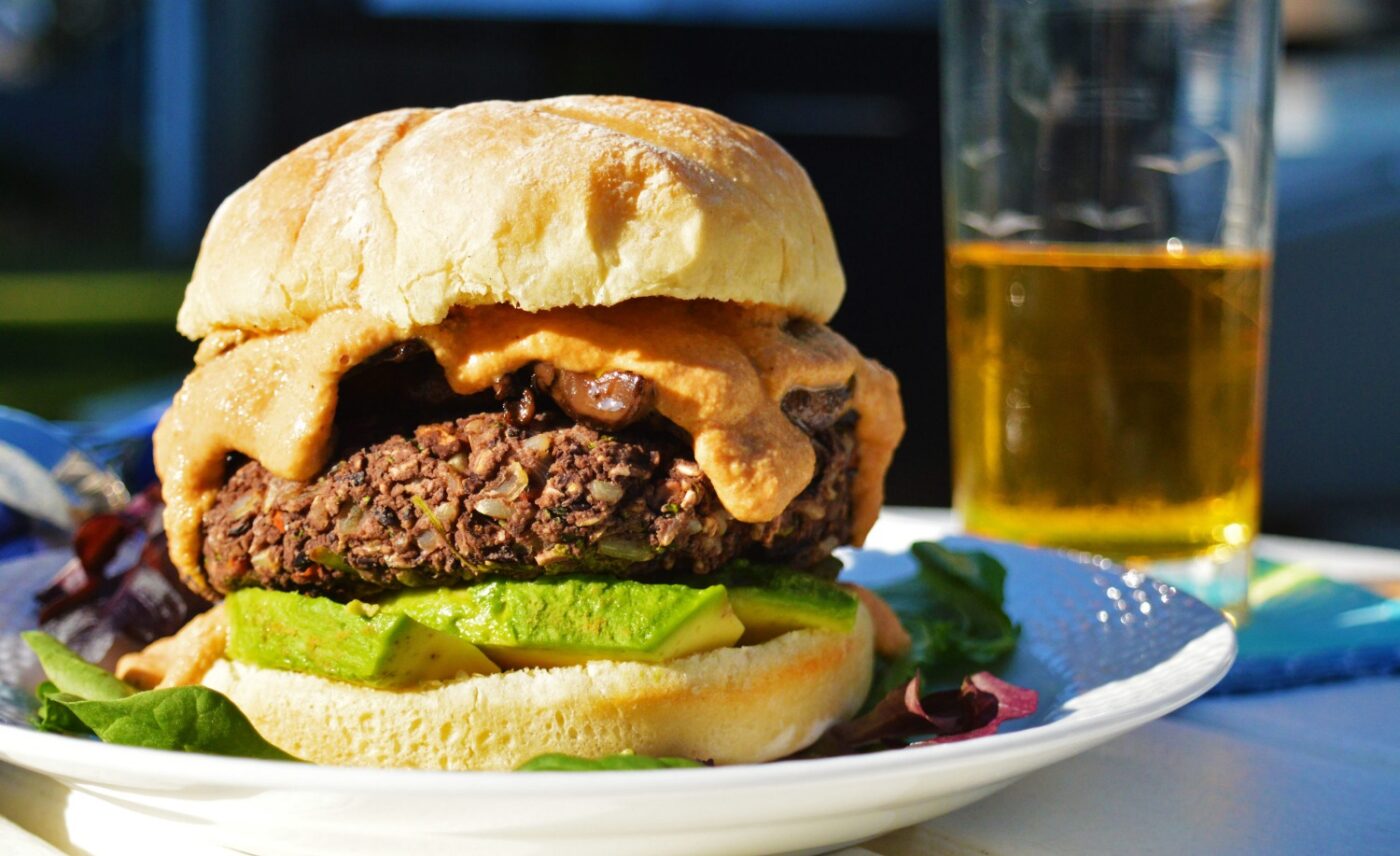 Black Bean and Brown Rice Burgers Pescetarian Plate